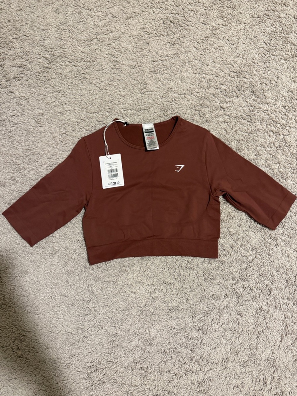 Gymshark Rust-Colored Cropped Athletic Tee